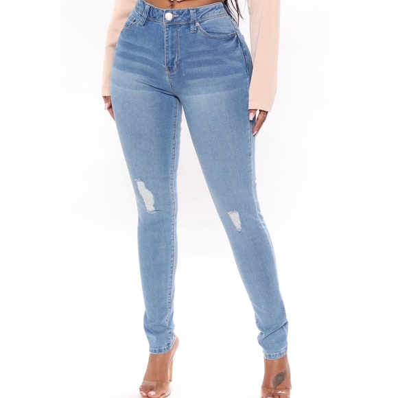 Fashion Nova Denim - Fashion nova light blue ripped jeans
